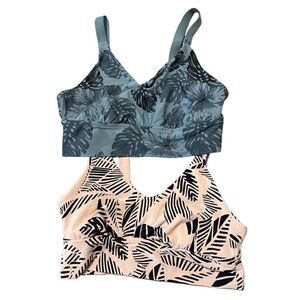 Aerie green and tan sports bra, size L A550